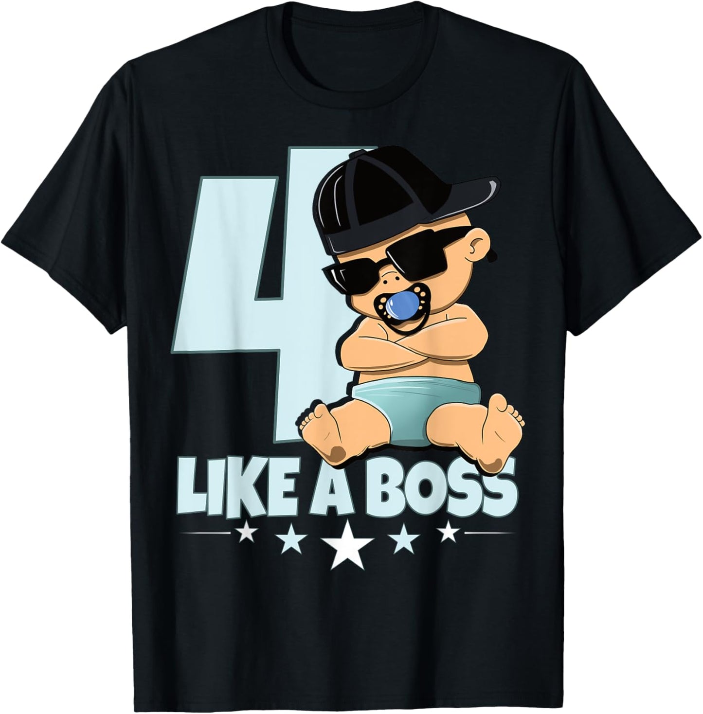 Baby 4th Birthday Boy Girl 4 Years Like a Boss Kids T-Shirt