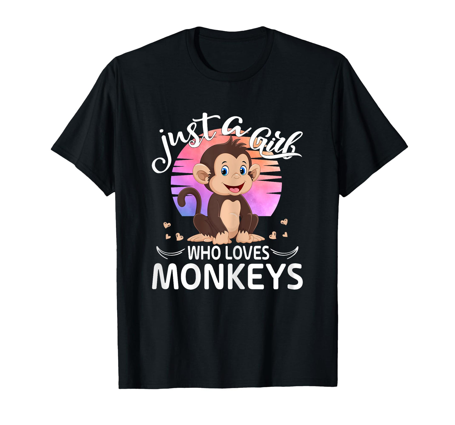 Just A Girl Who Loves Monkeys Cute Monkey Lover Girls Kids T-Shirt