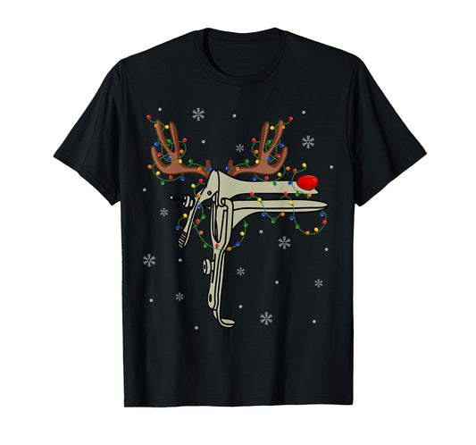 Speculum Reindeer Xmas Light Medical OB GYN Nurse Christmas T-Shirt