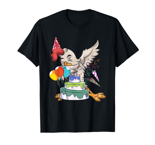 Dabbing Chicken Celebration Farm Animal Bird Kids Birthday T-Shirt