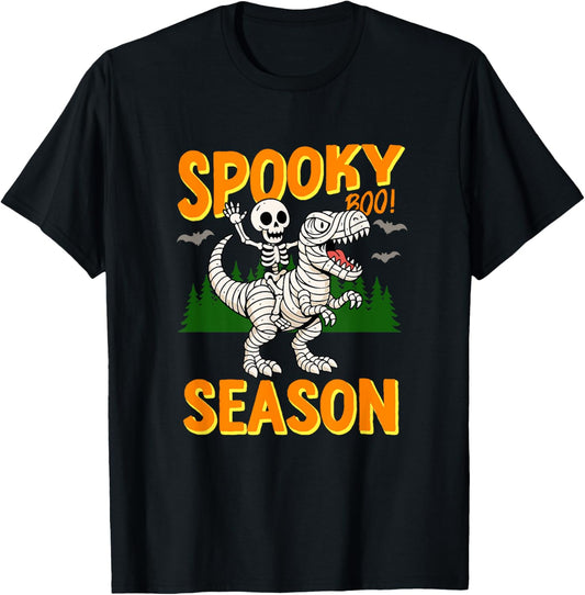 Halloween Dinosaur Mummy Skeleton Humor T-Shirt