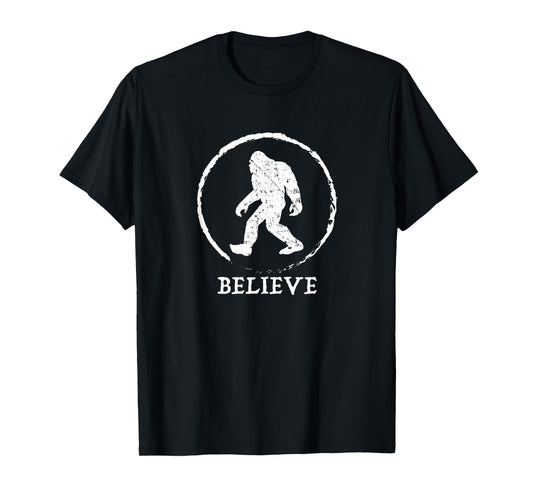 Authentic Bigfoot & Yeti T Shirts Bigfoot Sasquatch Yeti Believe T-Shirt Grey Unisex Classic Fit Short Sleeve Cotton 50% Polyester 50% Small