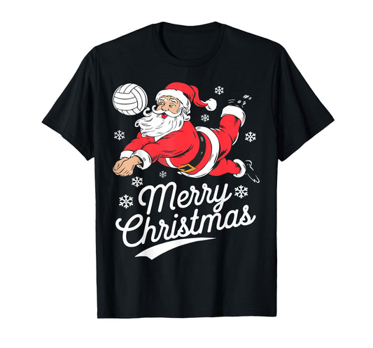 Santa Playing Volleyball Christmas Pajama Cool Sport X-Mas T-Shirt
