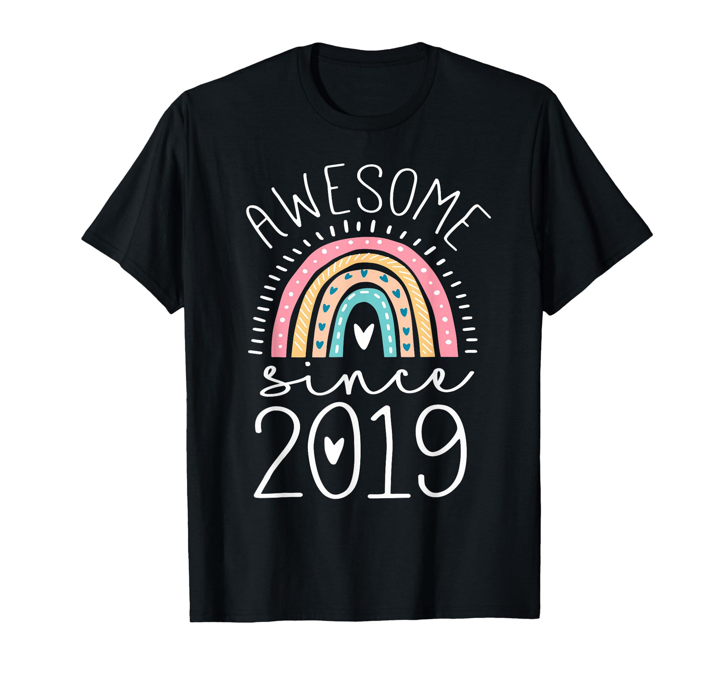 Awesome Since 2019 6th Birthday Rainbow Gifts Born In 2019 T-Shirt