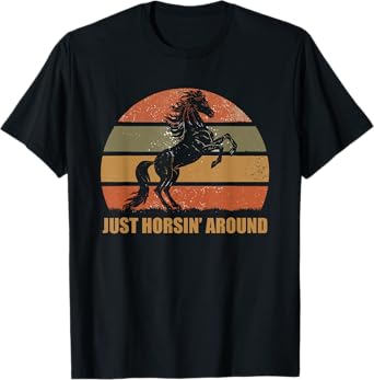 Funny Horses Just Horsing Hanging Around Pins Vintage Retro T-Shirt