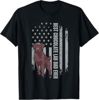 Chocolate Lab Dad American Flag Brown Labrador Retriever T-Shirt