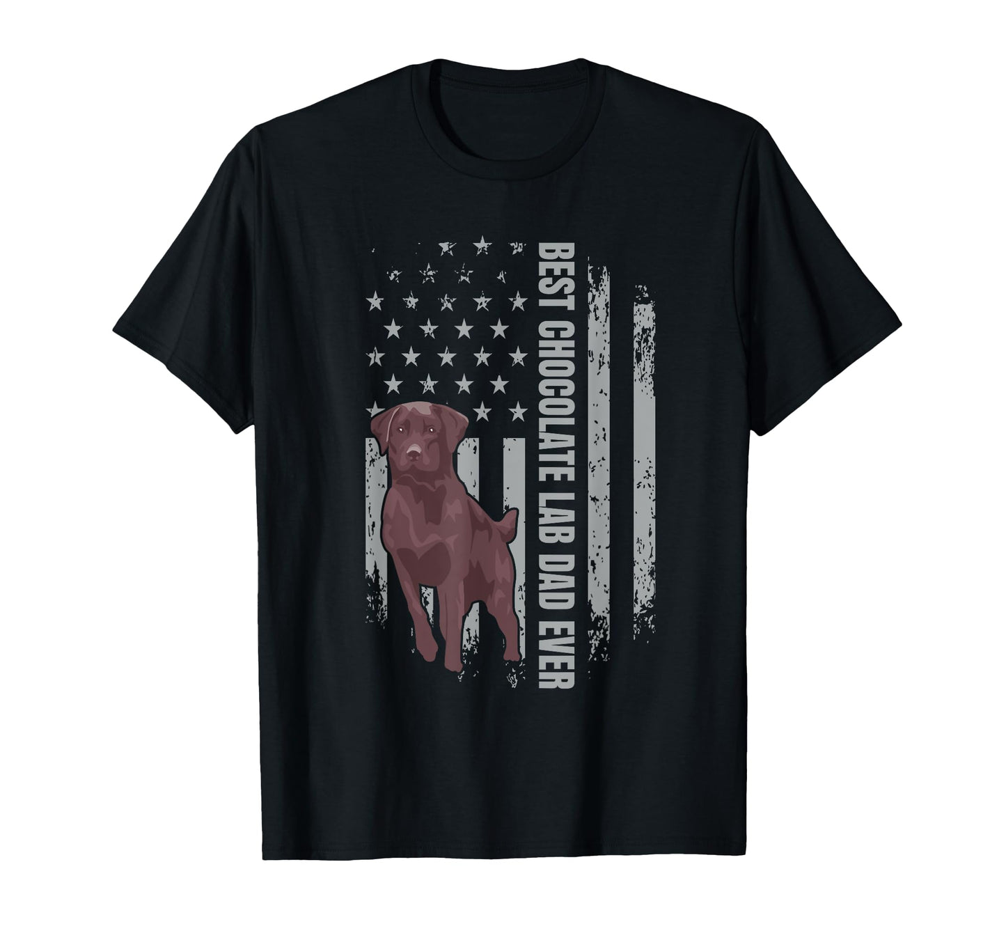 Chocolate Lab Dad American Flag Brown Labrador Retriever T-Shirt