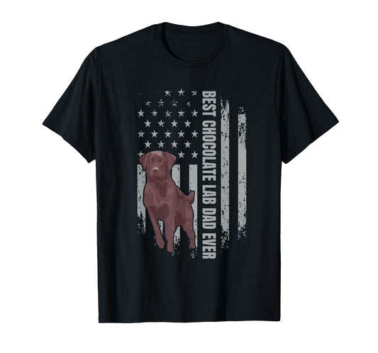 Chocolate Lab Dad American Flag Brown Labrador Retriever T-Shirt
