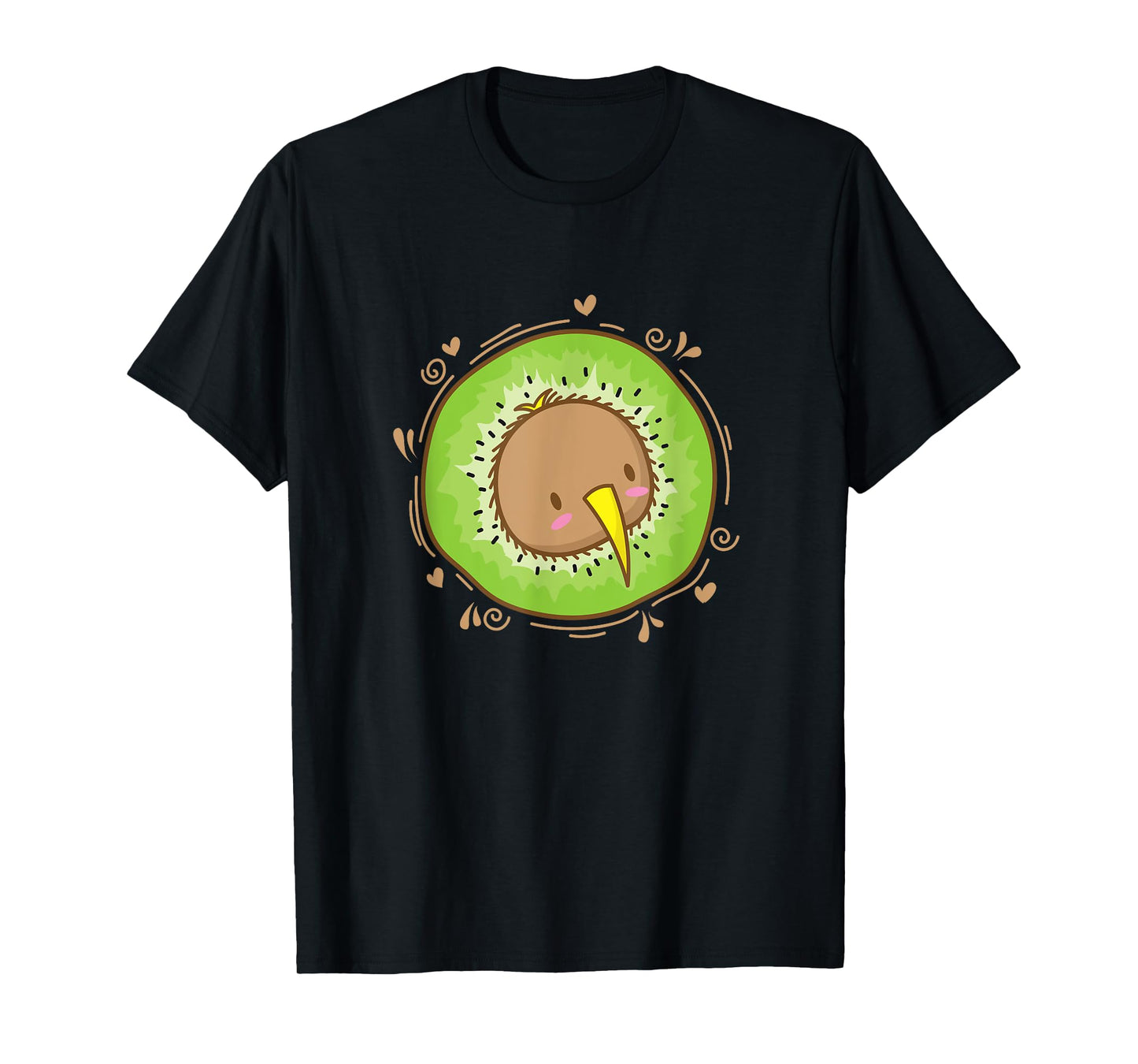 Kiwi Bird Head with Kiwi Fruit T-Shirt
