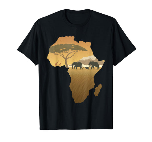 Africa T-Shirt Elephant Map Dad South Animal Big Five Safari T-Shirt