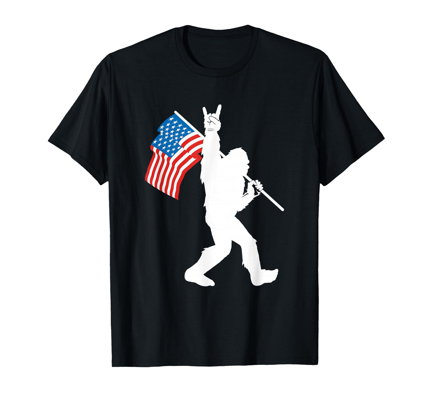 Funny Bigfoot Rock and Roll USA Flag for Sasquatch Believers T-Shirt