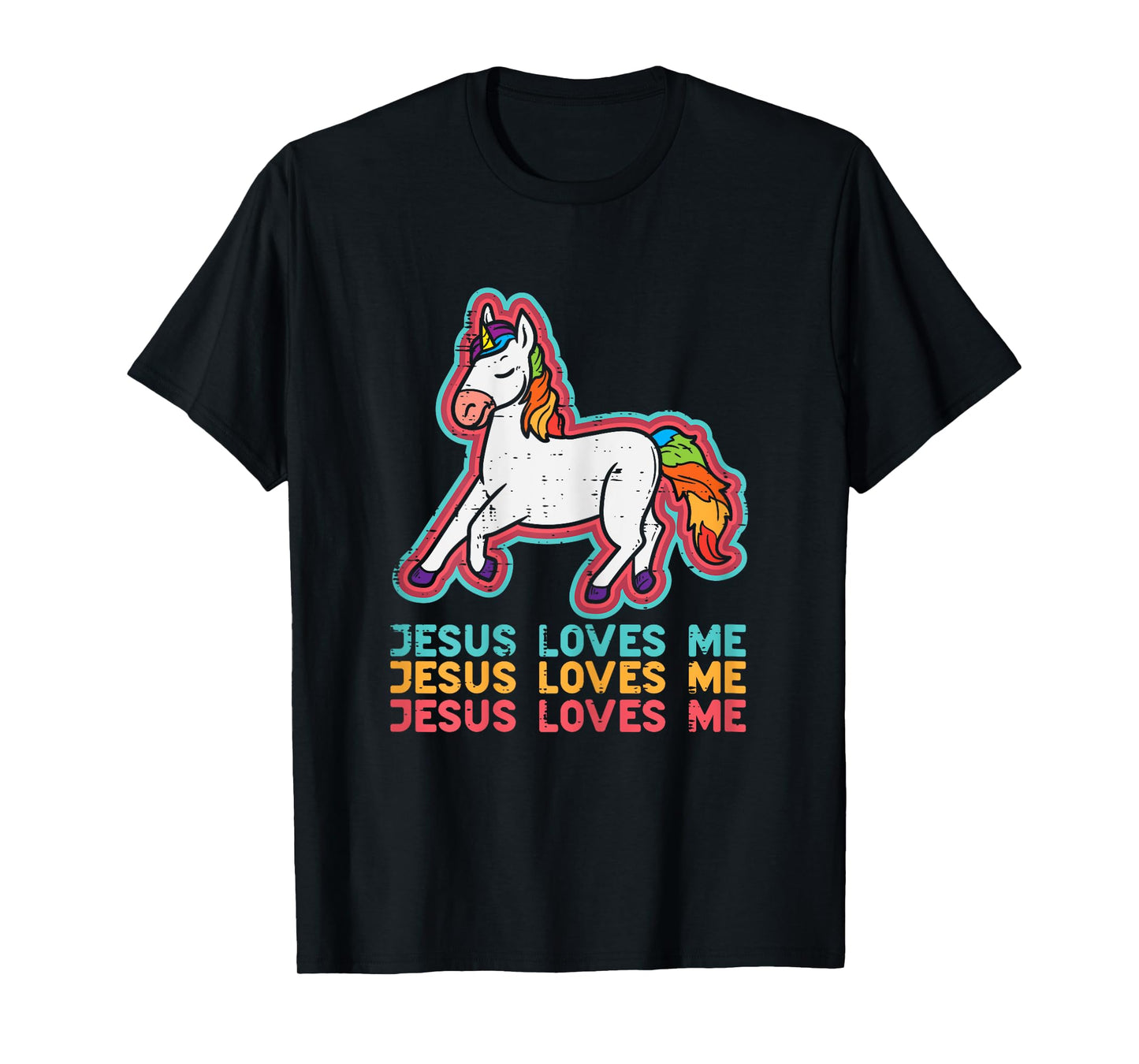 Unicorn Jesus Loves Me Catholic God Christian Women Girls T-Shirt
