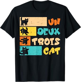 Un Deux Trois Cat French Retro Men Women Boys Kid Teen Youth T-Shirt