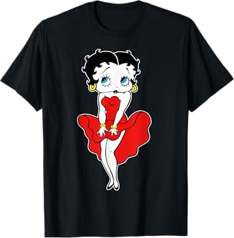 Classic Betty Boop Cartoon Character Retro Red Dress T-Shirt