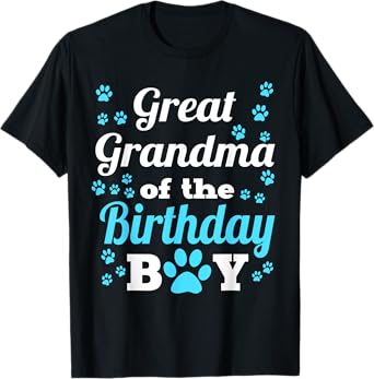 Great Grandma Of The Birthday Boy Dog Paw Bday Party T-Shirt