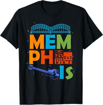 Memphis Souvenir Men Tennessee Skyline City Memphis T-Shirt