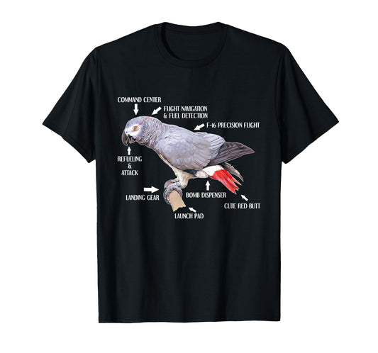 Anatomy Of An African Grey Parrot T-Shirt Funny Bird Gift T-Shirt