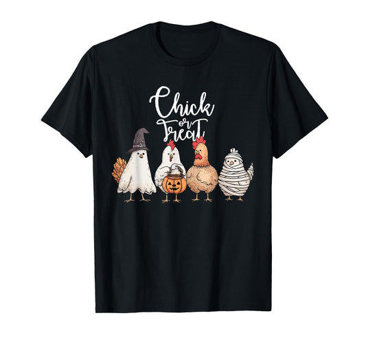 Funny Chicken Halloween Chick Or Treat Women Men Kids T-Shirt