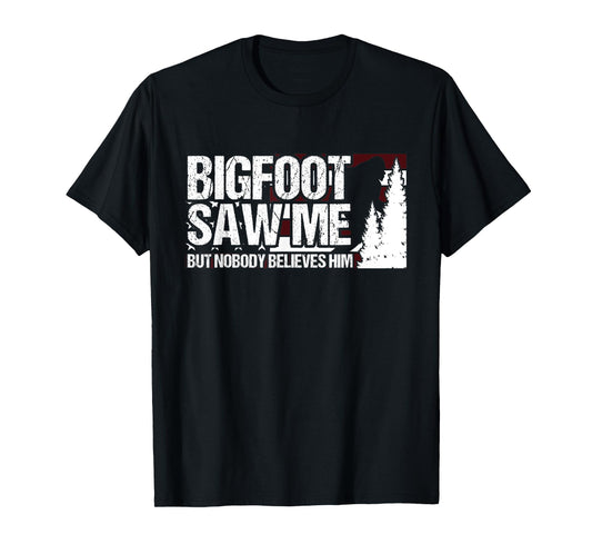 Bigfoot Saw Me But Nobody Believes Him Sasquatch USA Flag Women Kids Men T-Shirt