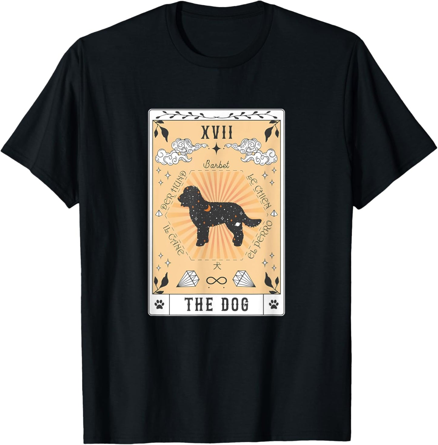 Tarot Card The Dog Barbet Celestial Space Galaxy T-Shirt