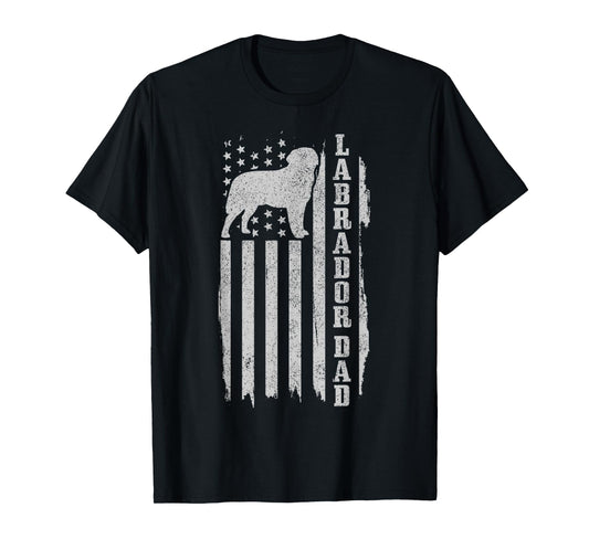 Labrador Dad Vintage American Flag T-Shirt