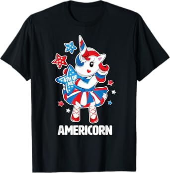 Americorn Shirt Fun 4th of July Unicorn America Stars Gift T-Shirt