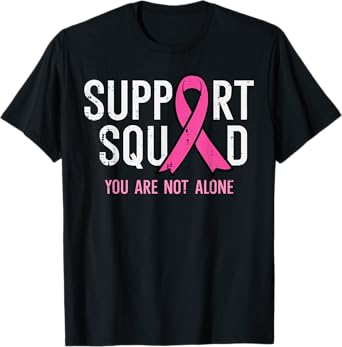 Breast Cancer Ribbon Support Squad Awareness Men Women Kids T-Shirt