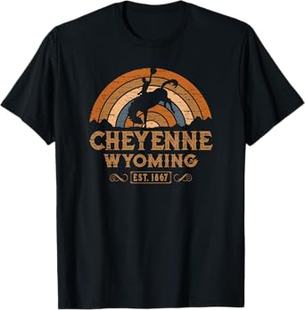 Cheyenne Wyoming WY Retro Style Rodeo Cowboy T-Shirt