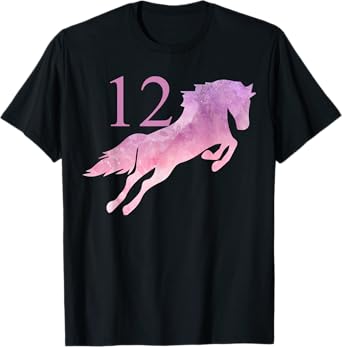 Girls 12th Birthday Horse Watercolor 12 year old Shirt Gift