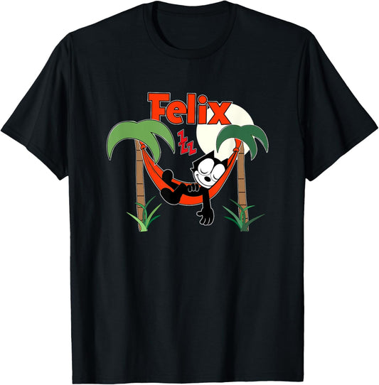 Felix Cat Naps in Hammock Vintage Cartoon Retro Graphic Tee T-Shirt