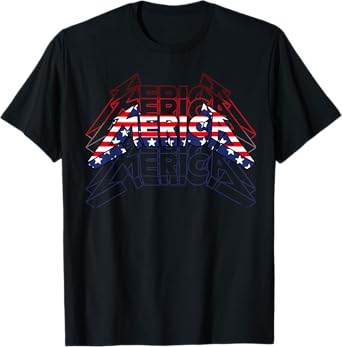 Merica Rock Sign 4th of July Vintage American Flag Funny USA T-Shirt for Women Kids Men