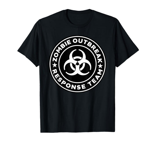 Miftees Halloween Tees Zombie Outbreak Response Team T-Shirt - Men's Black Halloween Zombie T-Shirt - Adult Unisex T-Shirt - Classic Fit Crew Neck Short Sleeve - S