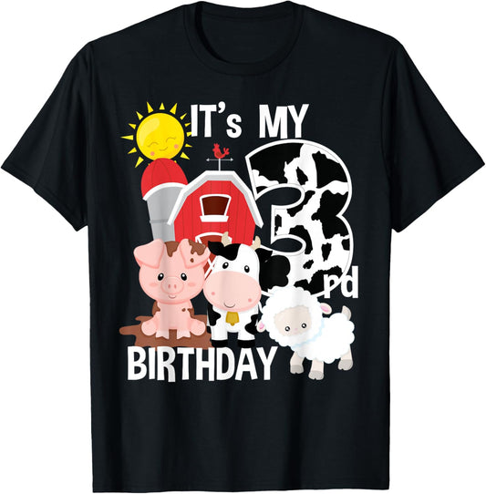 Farm Animals 3 Year Old It's My 3rd Birthday Party T-Shirt T-Shirt