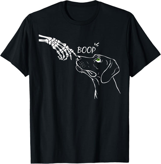Funny Skeleton Hand Boops Dog Halloween Pet Lover Dogs T-Shirt