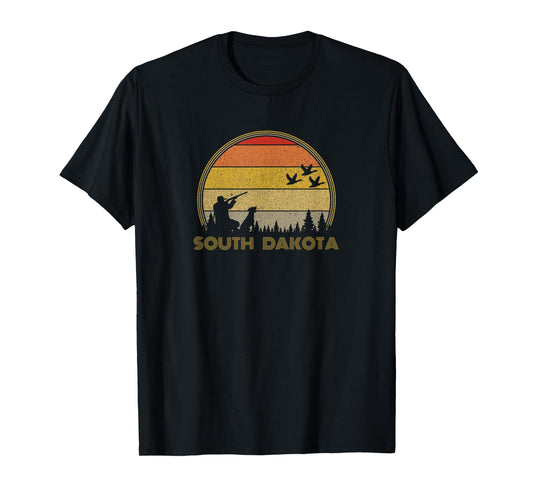 South Dakota Pheasant Hunter Bird Hunting Sunset Retro T-Shirt