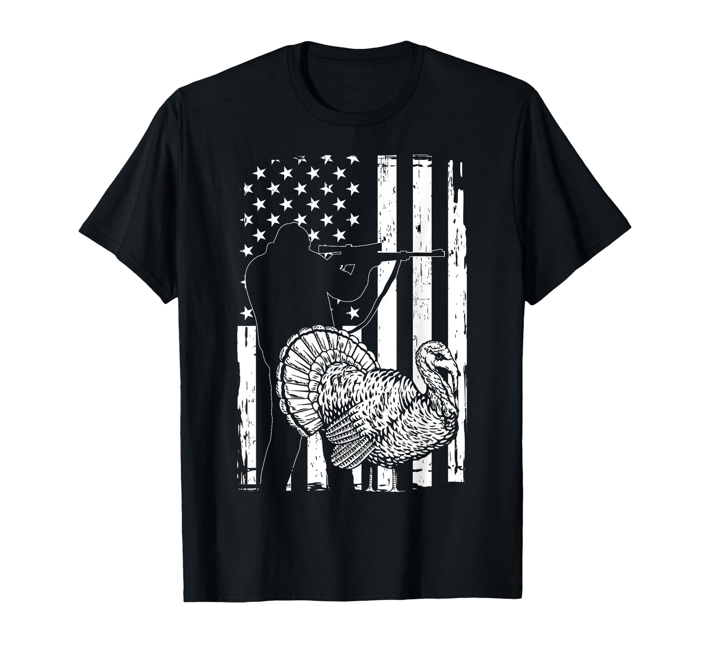 Turkey Hunting American Flag USA Turkey Hunter Women Men T-Shirt