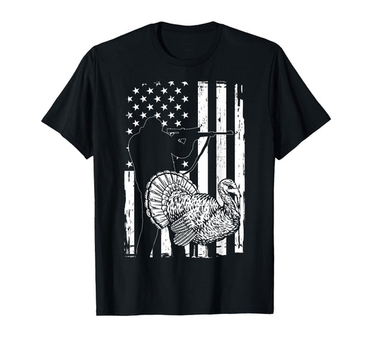 Turkey Hunting American Flag USA Turkey Hunter Women Men T-Shirt