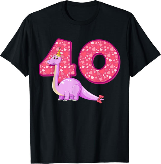 Dinosaur 40th Birthday Cute Dinosaur Theme 40 Year Old T-Shirt