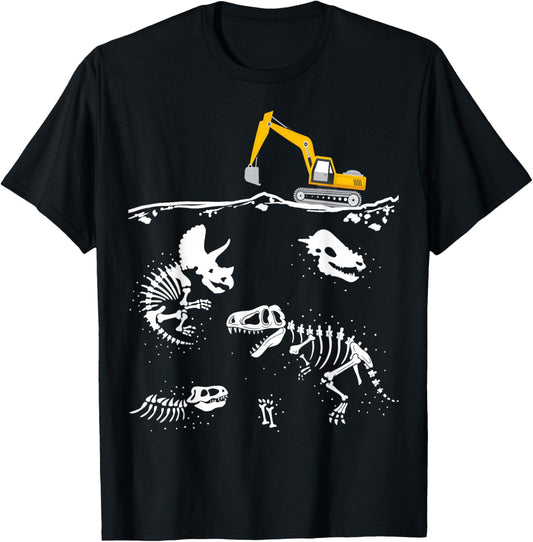 Dinosaur fossils digging excavator Dinos Skeleton T-rex T-Shirt