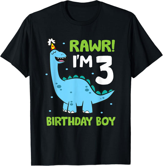 Rawr I'm 3 Birthday Boy Dinosaur Birthday Party T-Shirt