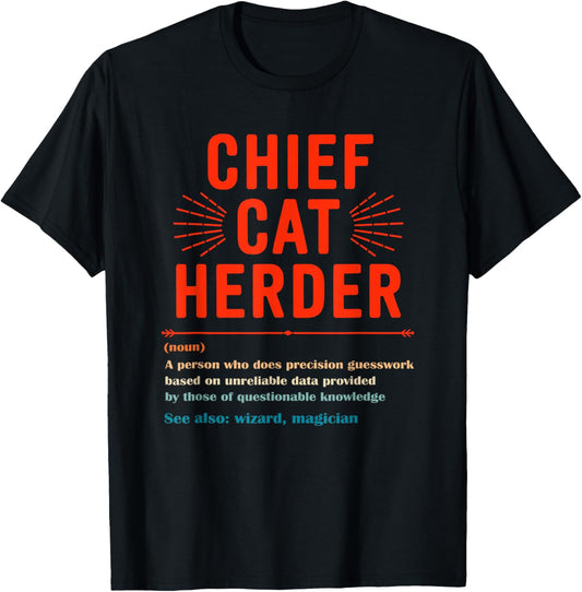 Chief Cat Herder Vintage Definition Wizard Magician T-Shirt