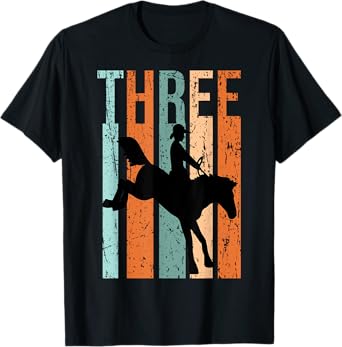 3rd Birthday Kids Retro Rodeo Horse Lovers Cowboys Rider T-Shirt
