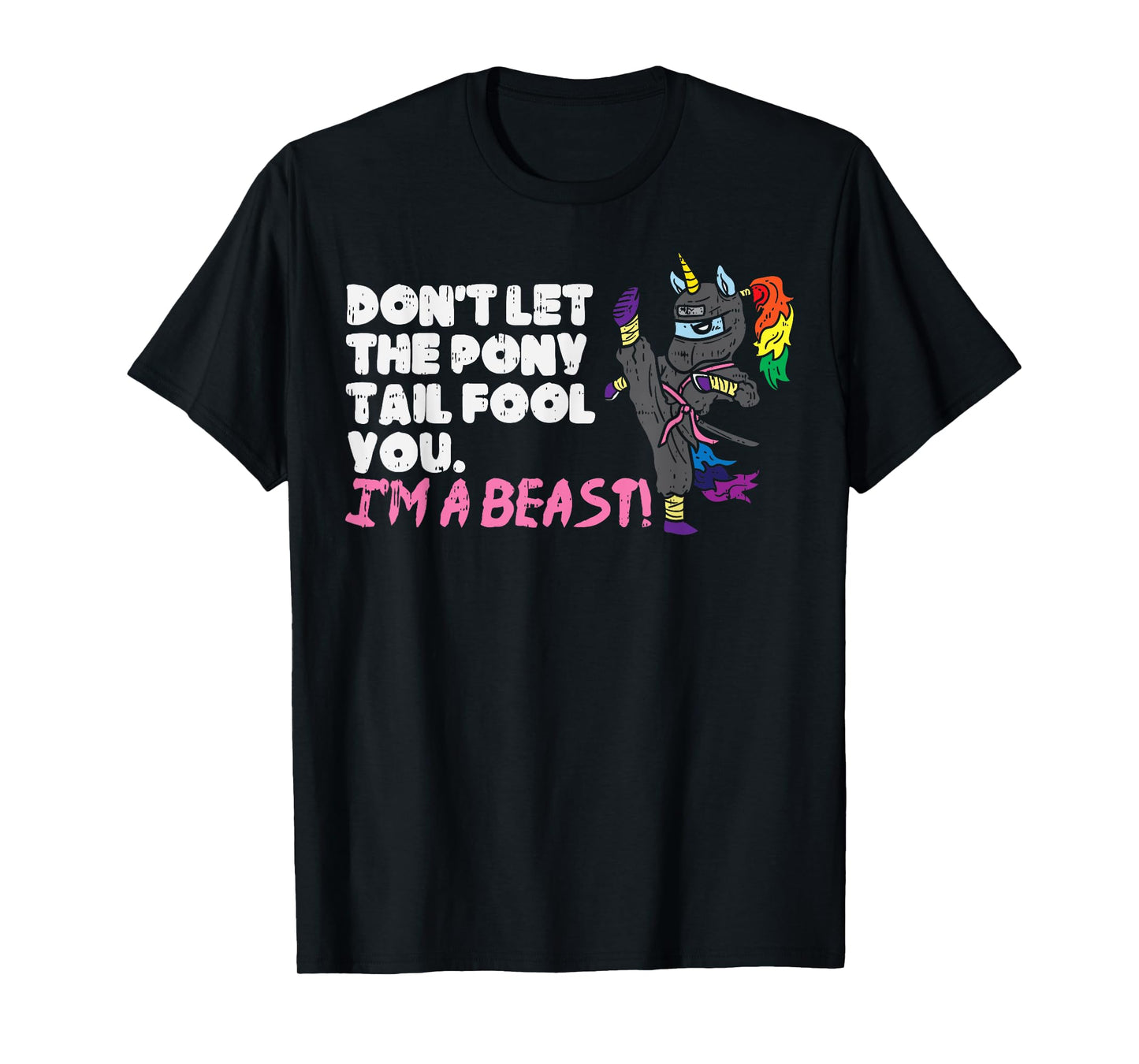 Karate Ninja Unicorn Ponytail Beast Martial Arts Girls Gift T-Shirt