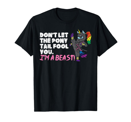 Karate Ninja Unicorn Ponytail Beast Martial Arts Girls Gift T-Shirt