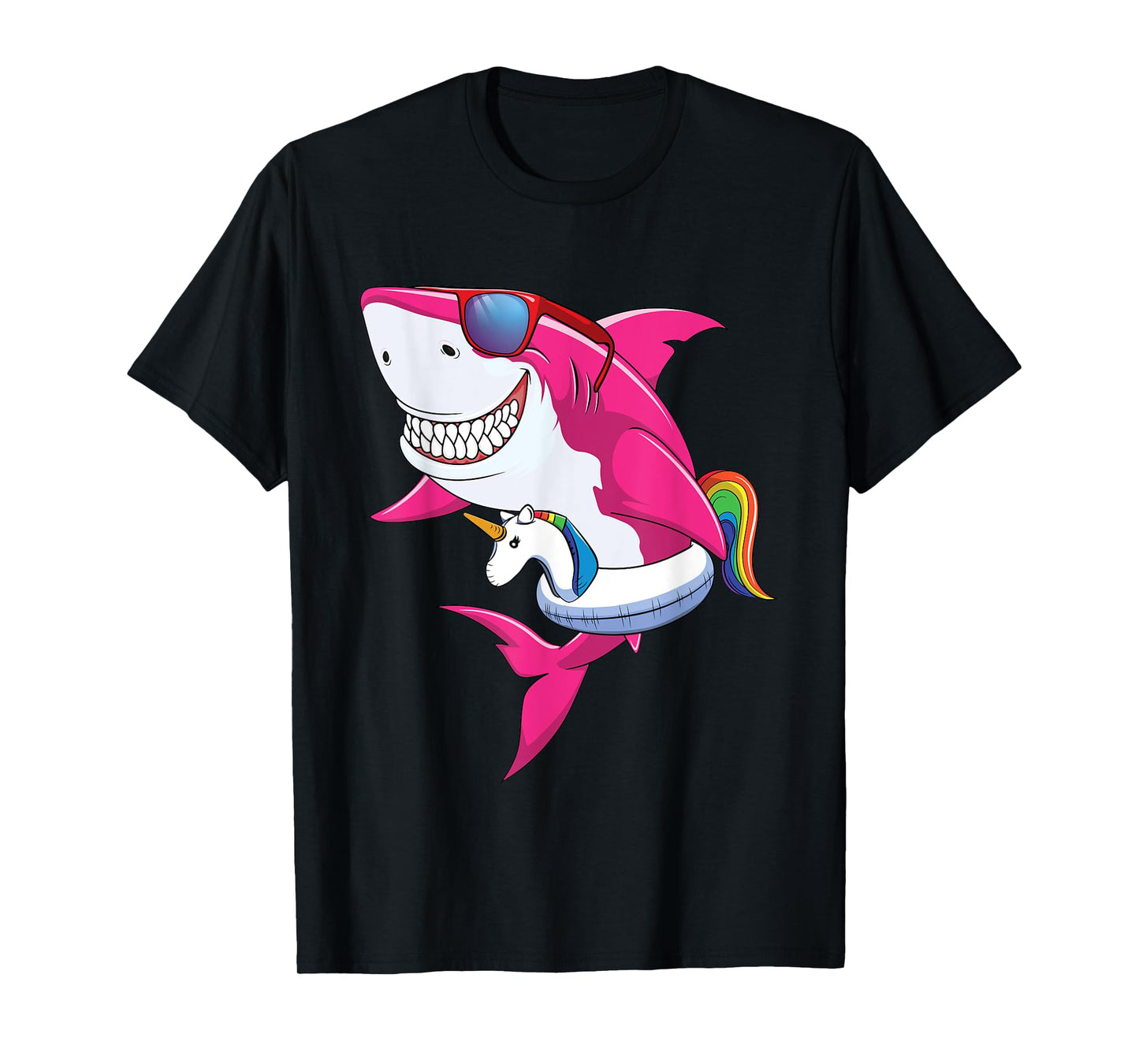 Shark Summer Shirt Girls Women Vacation Pool Unicorn & Shark T-Shirt
