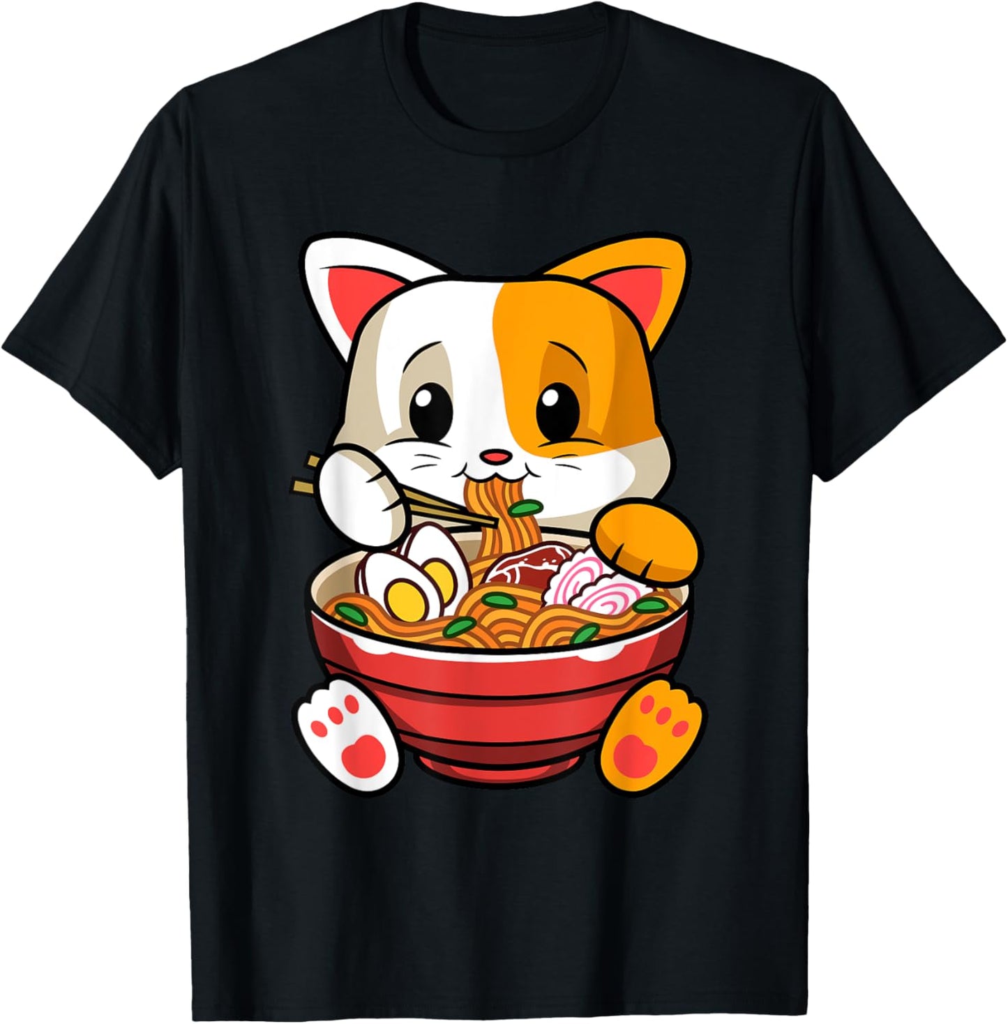 Funny Kawaii Cat Ramen Japanese Anime Animal Lovers Outfit T-Shirt
