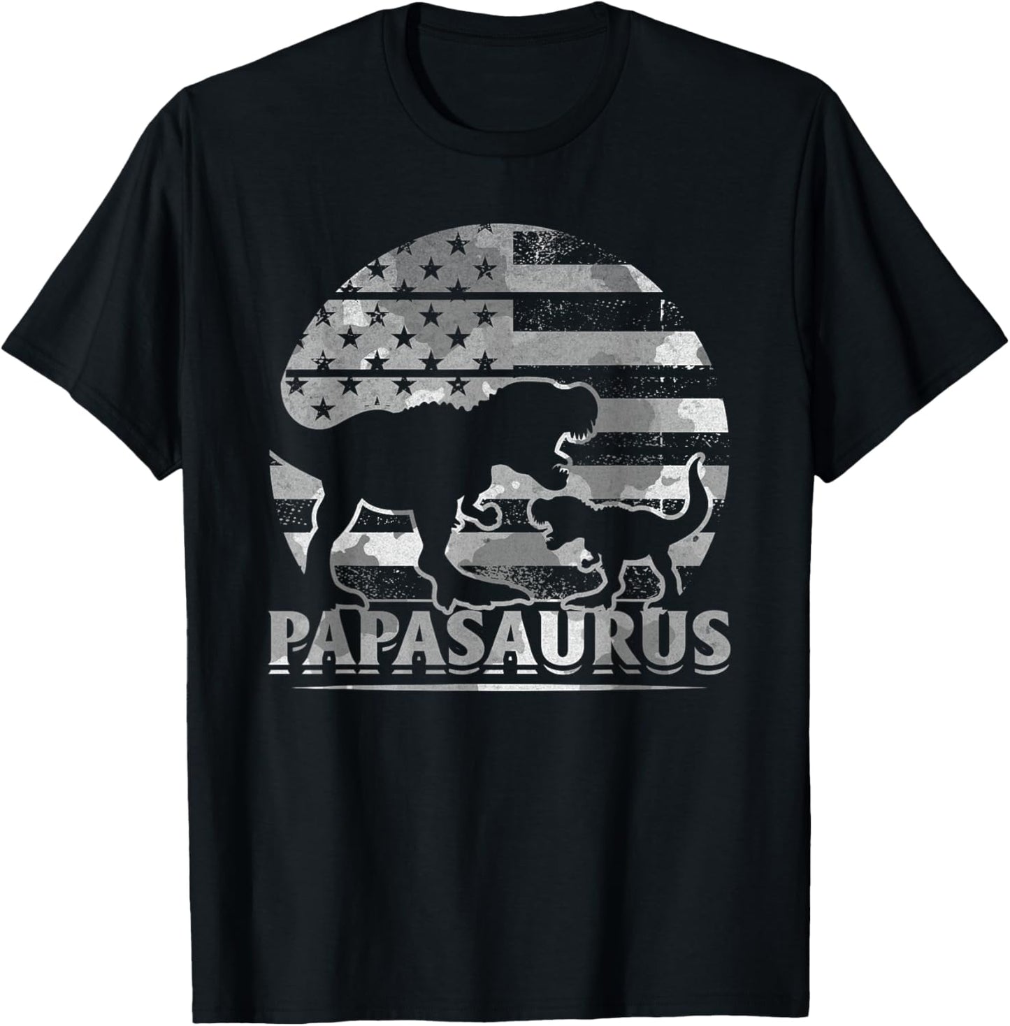 Papa Saurus American Flag Papa Dinosaur Papa Dino Papasaurus T-Shirt for Men