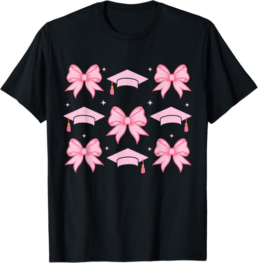 Cute Graduation Cap Coquette Bow Graduate Class of 2025 T-Shirt