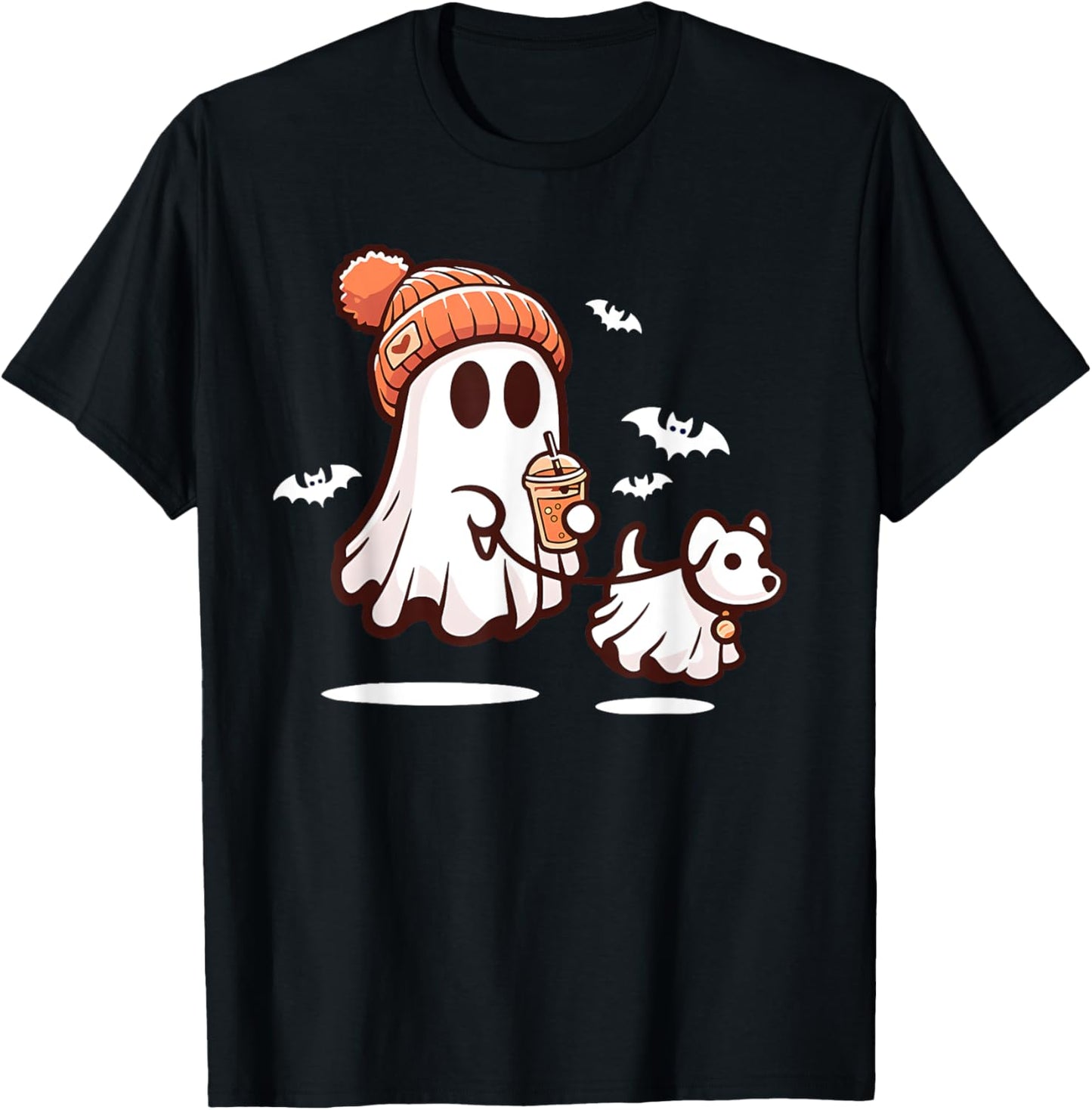 ghost with walking dog halloween T-Shirt
