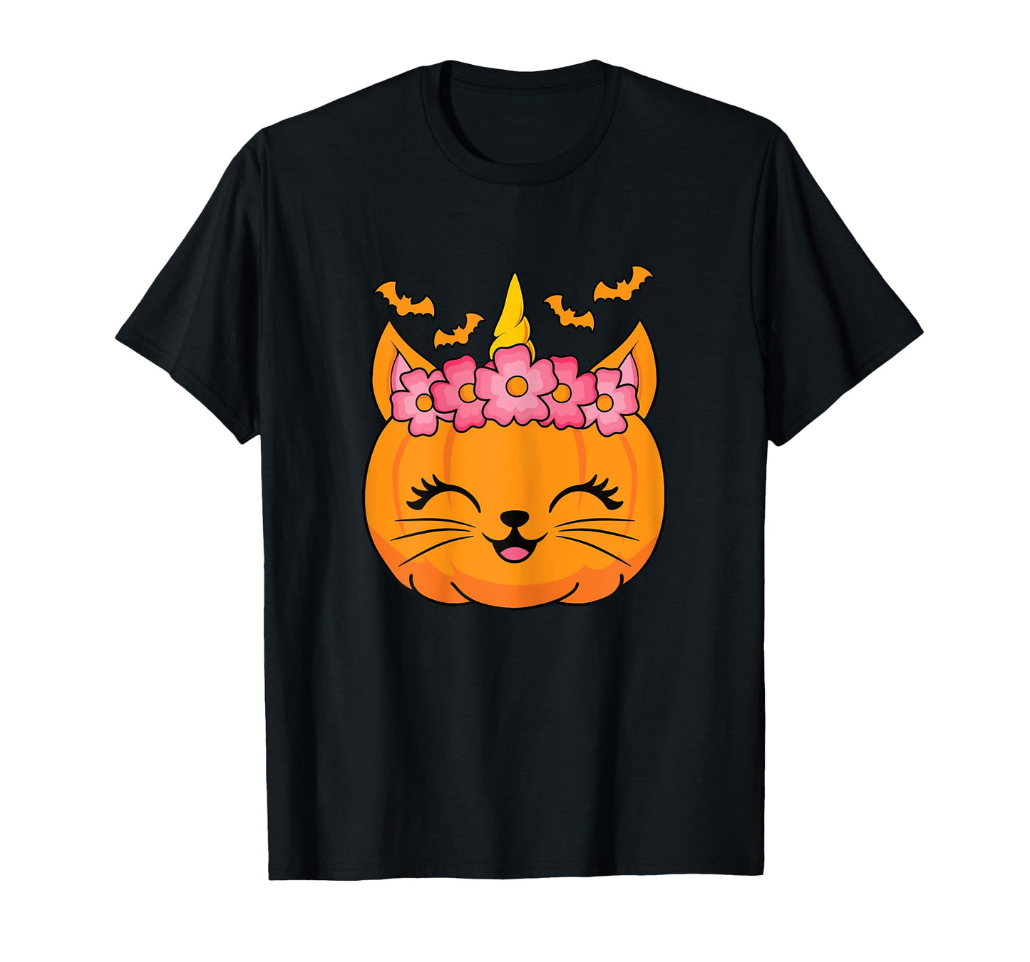 Cute Halloween Cat Unicorn Pumpkin Thanksgiving Women Girls T-Shirt